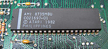 Atari ANTIC microprocessor on an Atari 130XE motherboard ANTIC chip on an Atari 130XE motherboard.jpg