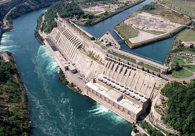 The Sir Adam Beck Generating Complex at Niagara Falls, Canada, which includes a large pumped storage hydroelectricity reservoir to provide an extra 17