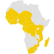 Availability of Africanews via cable and satellite Africanews coverage.svg