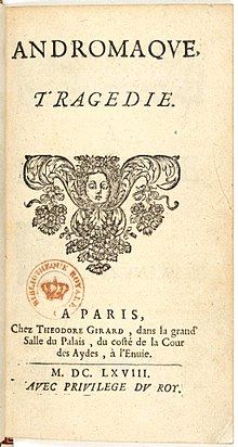 Andromaque 1668 title page.JPG