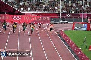 Athletics at the 2020 Summer Olympics – Men's 100 metres (heat 6) (3).jpg