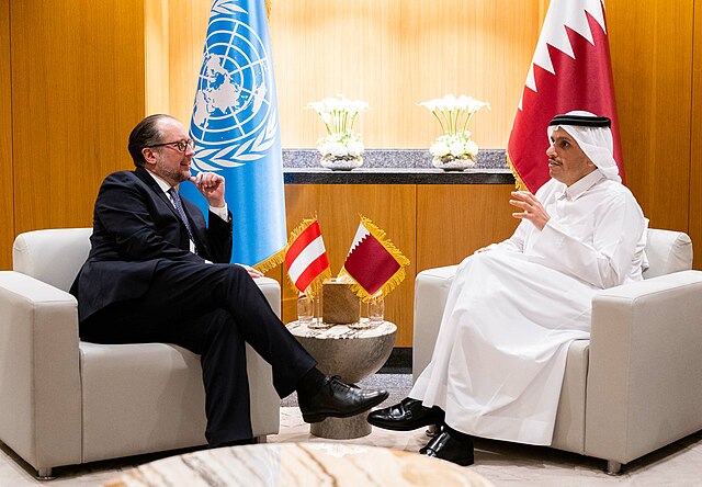Sheikh Mohammed with Austrian Foreign Minister Alexander Schallenberg on 5 March 2023