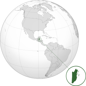 Locația statului Belize în America Centrală.
