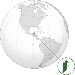 Lage von Belize (dunkelgrün) auf dem amerikanischen Kontinent