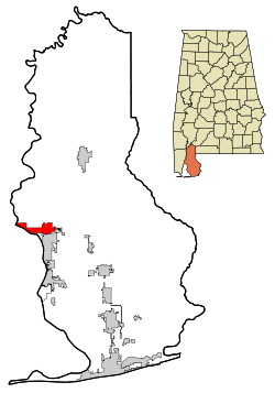 Location in شهرستان بالدوین، آلاباما and the state of Alabama