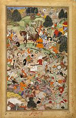 Thumbnail for File:Basawan. Battle of rival ascetics. Akbarnama, ca. 1590, V&amp;A Museum.jpg