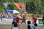 Deutsch: Beachhandball Europameisterschaften 2019 (Beach handball Euro); Tag 3: 4. Juli 2019 – Männer, Hauptrunde Gruppe II, Ungarn-Schweiz 2:0 (26:24, 27:24) English: Beach handball Euro; Day 3: 4 July 2019 – Men Main Round Group II – Hungary-Switzerland 2:0 (26:24, 27:24)