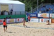 Deutsch: Beachhandball Europameisterschaften 2019 (Beach handball Euro); Tag 2: 3. Juli 2019 – Frauen, Vorrunde Gruppe C, Spanien-Griechenland 2:1 (12:20, 18:16; 8:2) English: Beach handball Euro; Day 2: 3 July 2019 – Women Preliminary Round Group C – Spain-Greece 2:1 (12:20, 18:16; 8:2)