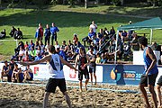 Deutsch: Beachhandball Europameisterschaften 2019 (Beach handball Euro); Tag 4: 5. Juli 2019 – Männer, Viertelfinale, Dänemark-Frankreich 2:0 (19:14, 12:10) English: Beach handball Euro; Day 4: 5 July 2019 – Quarter Final Men – Denmark-France 2:0 (19:14, 12:10)