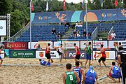 Deutsch: Beachhandball Europameisterschaften 2019 (Beach handball Euro); Tag 5: 6. Juli 2019 – Männer, Halbfinale, Dänemark-Ungarn 2:0 (19:16, 22:18) English: Beach handball Euro; Day 5: 6 July 2019 – Semifinal Men – Denmark-Ukraie 2:0 (19:16, 22:18)