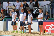 Deutsch: Beachhandball Europameisterschaften 2019 (Beach handball Euro); Tag 5: 6. Juli 2019 – Frauen, Halbfinale, Kroatien-Dänemark 1:2 (12:19, 17:10, 4:7) English: Beach handball Euro; Day 5: 6 July 2019 – Semifinal Men – Croatia-Denmark 1:2 (12:19, 17:10, 4:7)