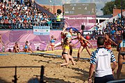 Deutsch: Beachhandball bei den Olympischen Jugendspielen 2018 in Buenos Aires; Tag 7, 13. Oktober 2018; Mädchen, Finale Argentinien-Croatien 2:0 English: Beach handball at the 2018 Summer Youth Olympics in Buenos Aires at 13 October 2018 – Girls Gold Medal Match – Argentina-Croatia 2:0 Español: Handball de playa en los Juegos Olimpicos de la Juventud Buenos Aires 2018 en 13 de octubre de 2018 – Partido por la medalla de oro femenino - Argentina-Croacia 2:0