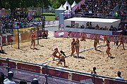 Deutsch: Beachhandball bei den Olympischen Jugendspielen 2018; Tag 4, 10. Oktober 2018; Mädchen, Vorrunde, Gruppe A - Ungarn-Chinese Taipei (Taiwan) 2:0 English: Beach handball at the 2018 Summer Youth Olympics at 10 October 2018 – Girls Preliminary Round Group A‎ – Hungary-Chinese Taipei 2:0