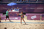 Deutsch: Beachhandball bei den Olympischen Jugendspielen 2018; Tag 4, 10. Oktober 2018; Mädchen, Vorrunde, Gruppe A - Ungarn-Chinese Taipei (Taiwan) 2:0 English: Beach handball at the 2018 Summer Youth Olympics at 10 October 2018 – Girls Preliminary Round Group A‎ – Hungary-Chinese Taipei 2:0