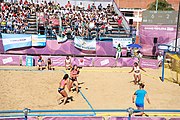 Deutsch: Beachhandball bei den Olympischen Jugendspielen 2018; Tag 3, 9. Oktober 2018; Mädchen, Vorrunde, Gruppe A - Chinese Taipei (Taiwan)-Mauritius 2:0 English: Beach handball at the 2018 Summer Youth Olympics at 9 October 2018 – Girls Preliminary Round Group A‎ – Chinese Taipei-Mauritius 2:0