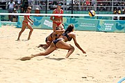 Deutsch: Beachvolleyball bei den Olympischen Jugendspielen 2018; Tag 11, 17. Oktober 2018; Mädchen, Finale – Italien (Claudia Scampoli & Nicol Bertozzi)- Russland (Maria Woronina & Maria Botscharow) 0:2 (19–21/19–21) English: Beach volleyball at the 2018 Summer Youth Olympics at 17 October 2018 – Girls Final – Italy (Claudia Scampoli & Nicol Bertozzi) - Russia (Maria Voronina & Maria Bocharova) 0:2 (19–21/19–21)