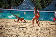 Deutsch: Beachvolleyball bei den Olympischen Jugendspielen 2018; Tag 8, 14. Oktober 2018; Mädchen, Achtelfinale – Bolivien-Puerto Rico 0:2 (18–21/18–21 ) English: Beach volleyball at the 2018 Summer Youth Olympics at 14 October 2018 – Girls Round of 16 – Bolivia-Puerto Rico 0:2 (18–21/18–21 )