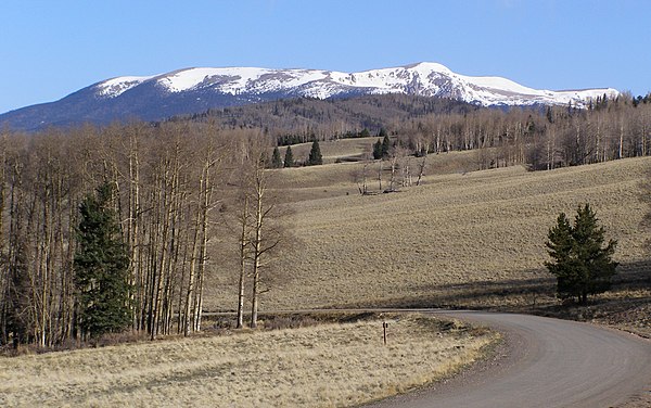 Big Costilla Peak is one of the two highest mountains on the ranch. This photo was taken from the publicly owned Valle Vidal.
