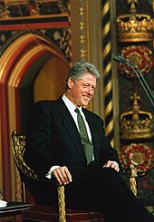 Clinton addressing the Parliament of Great Britain on November 29, 1995