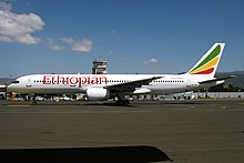 Ethiopian Airlines Boeing 757-23N at Bole International Airport, Addis Ababa (2008) Boeing 757-23N, Ethiopian Airlines AN1418402.jpg