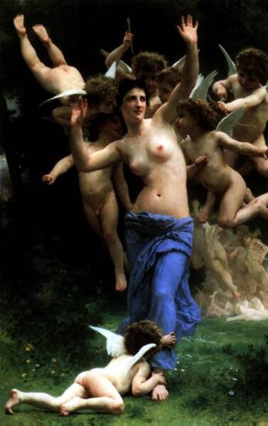 Bouguereau's 1892 painting "Invading Cupid's Realm", purchased after the Columbian Exposition of 1893