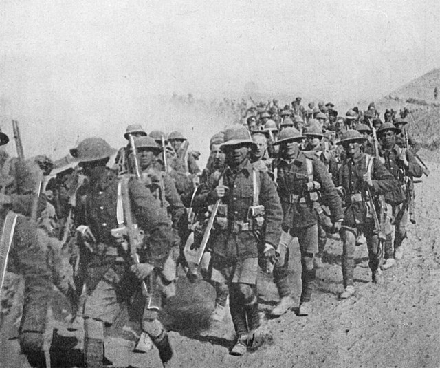 British troops on the march in Mesopotamia. In February 1916, the 13th (Western) Division was sent to Mesopotamia (modern Iraq) to reinforce the Tigri