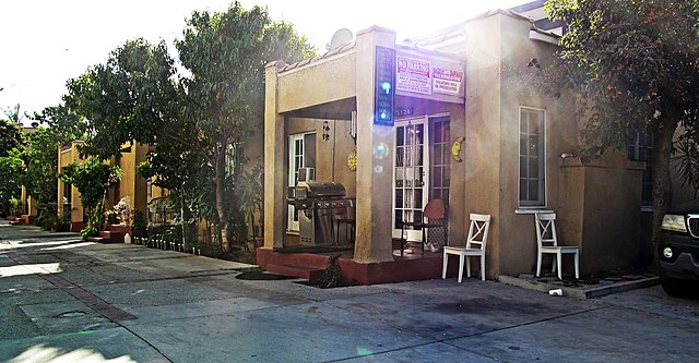 5124 DeLongpre Avenue, Los Angeles, now Bukowski Court, where Bukowski resided from 1963 to 1972