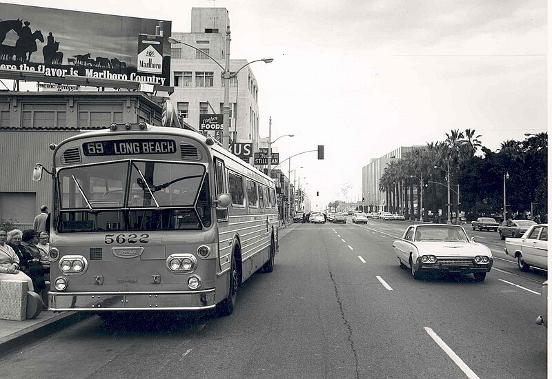 File:Bus running LA to Long Beach in 1966.jpg