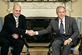 Swedish Prime Minister Fredrik Reinfeldt in the Oval Office on May 15, 2007