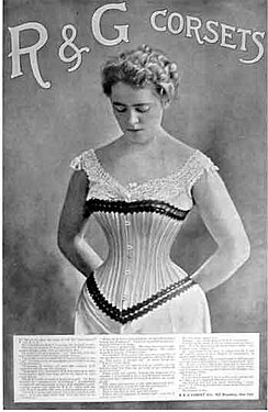 Publicidade de espartilho (1898). A cintura delgada foi um ideal feminino do século XIX