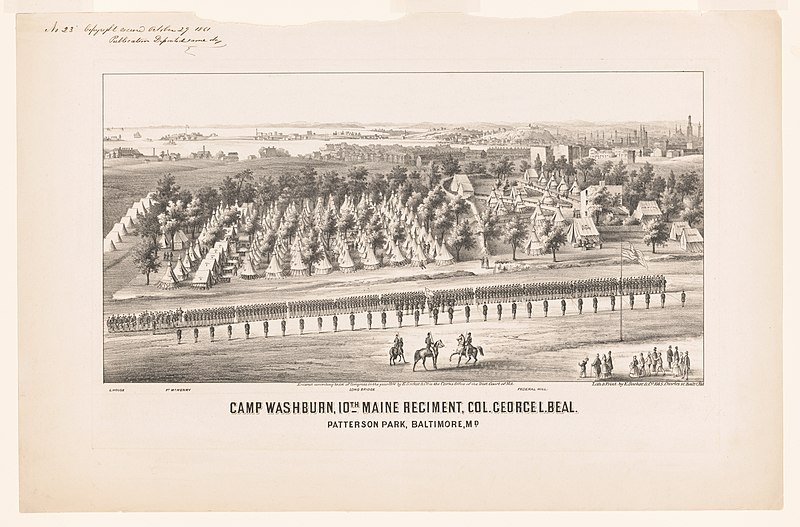 File:Camp Washburn 10th Maine Regiment, Col. George L. Beal, Patterson Park, Baltimore, Md LCCN2003656646.jpg