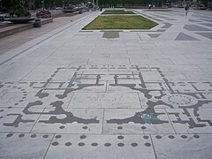 Floor plan of the Capitol Building inlaid in Freedom Plaza. (2006)