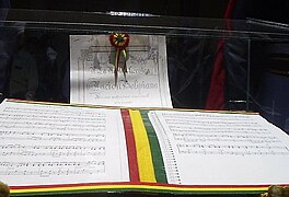 Pentagrama Autógrafo del Himno Nacional de Bolivia conservado en la Biblioteca y Archivo del Legislativo boliviano