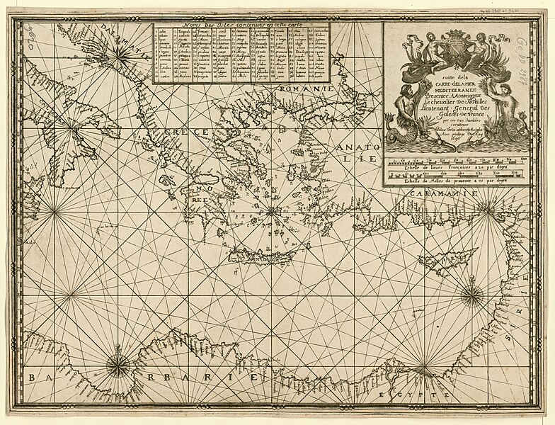 File:Carte de la mer Méditerranée présentée à Monseigneur le chevalier de Noailles... ; Suitte de la carte de la mer Méditerranée (sic) - par ses très humbles serviteurs Henry Michelot et Nicolas Therin... - btv1b59634723 (2 of 2).jpg