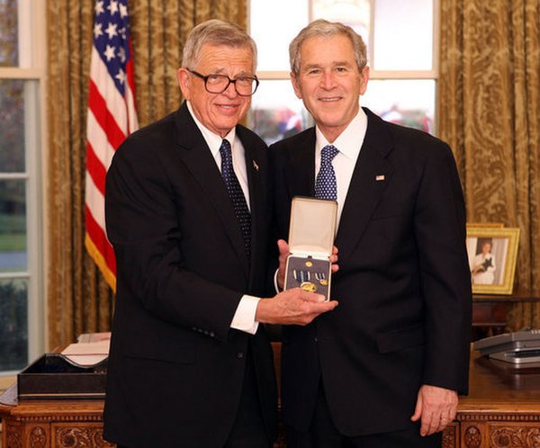 Colson with President George W. Bush after receiving the Presidential Citizens Medal, December 20, 2008