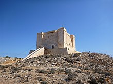 Saint Mary's Tower, which was built in 1618, was used by the Armed Forces of Malta until 2002. Comino St Mary's Tower.JPG