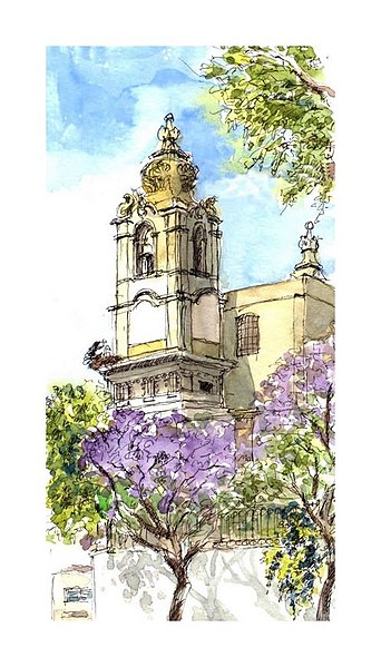 File:Croquis aquarellé- église du Carmo à Faro - Portugal (5739905942).jpg