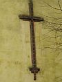 English: Cross at the wall of the church of Neuglobsow, Brandenburg, Germany