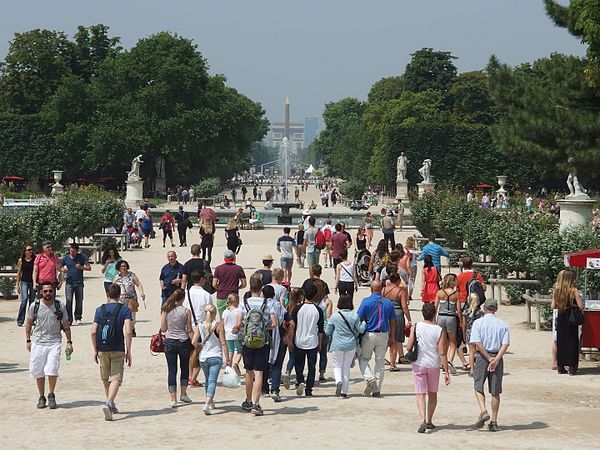 Grande Allée of the Tuileries Garden, looking towards the Place de la Concorde and the Arc de Triomphe