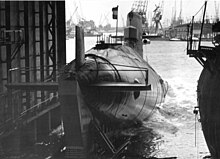 Launch of Zwaardvis in July 1970; sister ship Tijgerhaai can be seen on the right. De tewaterlating van de Zwaardvis (S806) (2158 005841).jpg