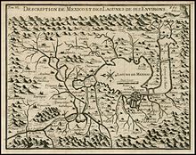 Map of Mexico and the central lake system by Italian traveler Giovanni Francesco Gemelli Careri from one by Sigüenza y Góngora.