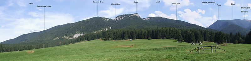 Panorama wylotu Doliny Jałowieckiej i podnóży Babek