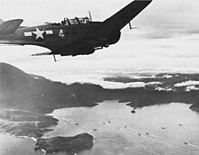 Douglas SBD-5 Dauntless over Naval Base Hollandia's Tanahmerah Bay Douglas SBD-5 Dauntless covering landings at Tanahmerah Bay (Hollandia) on 22 April 1944.jpg