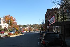 Eastbound MA Route 2A at the Garden Theater, Greenfield MA.jpg