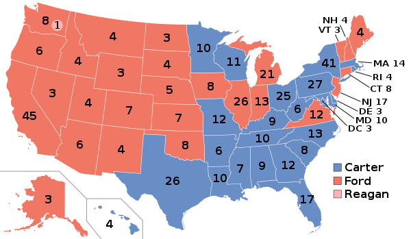 The electoral map of the 1976 election