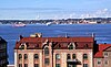 Elsinore with Kronborg to the right seen from Landborgen in Helsingborg across the sound