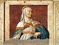 Андреа дел Кастаньо, Кралица Естер (ок. 1450), част от фреска, серия „Известни жени“ (Уфици, Флоренция)