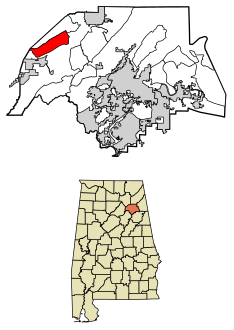 Etowah County Alabama Incorporated and Unincorporated areas Bristow Cove Highlighted 0109457.svg