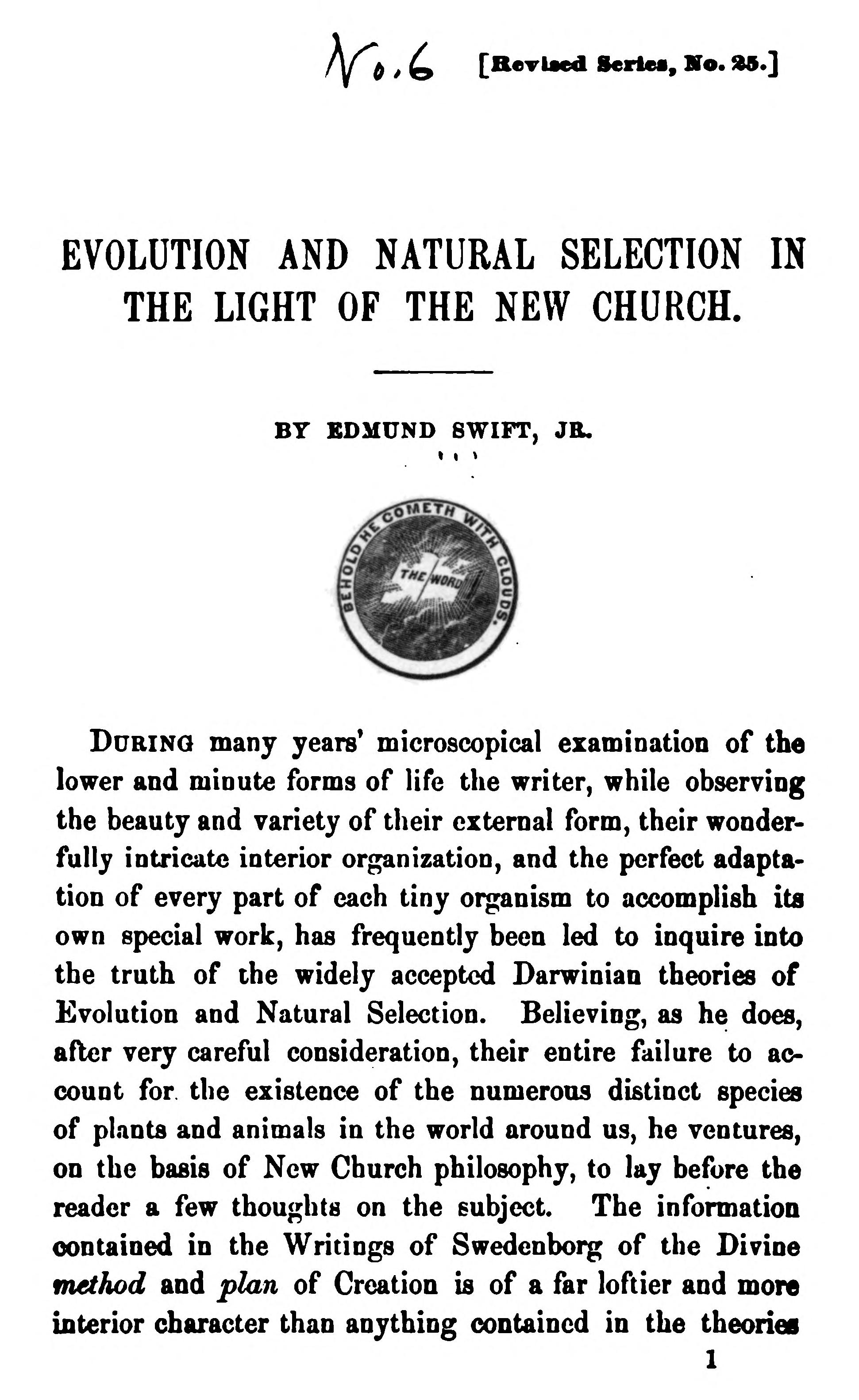 Evolution and Natural Selection in the Light of the New Church