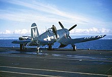 An F4U-4 of VF-1b on board USS Midway, 1947-1948. F4U-4 VF-1B CVB-41 1947-48.jpg